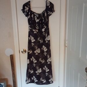 Floral Black and White Dress